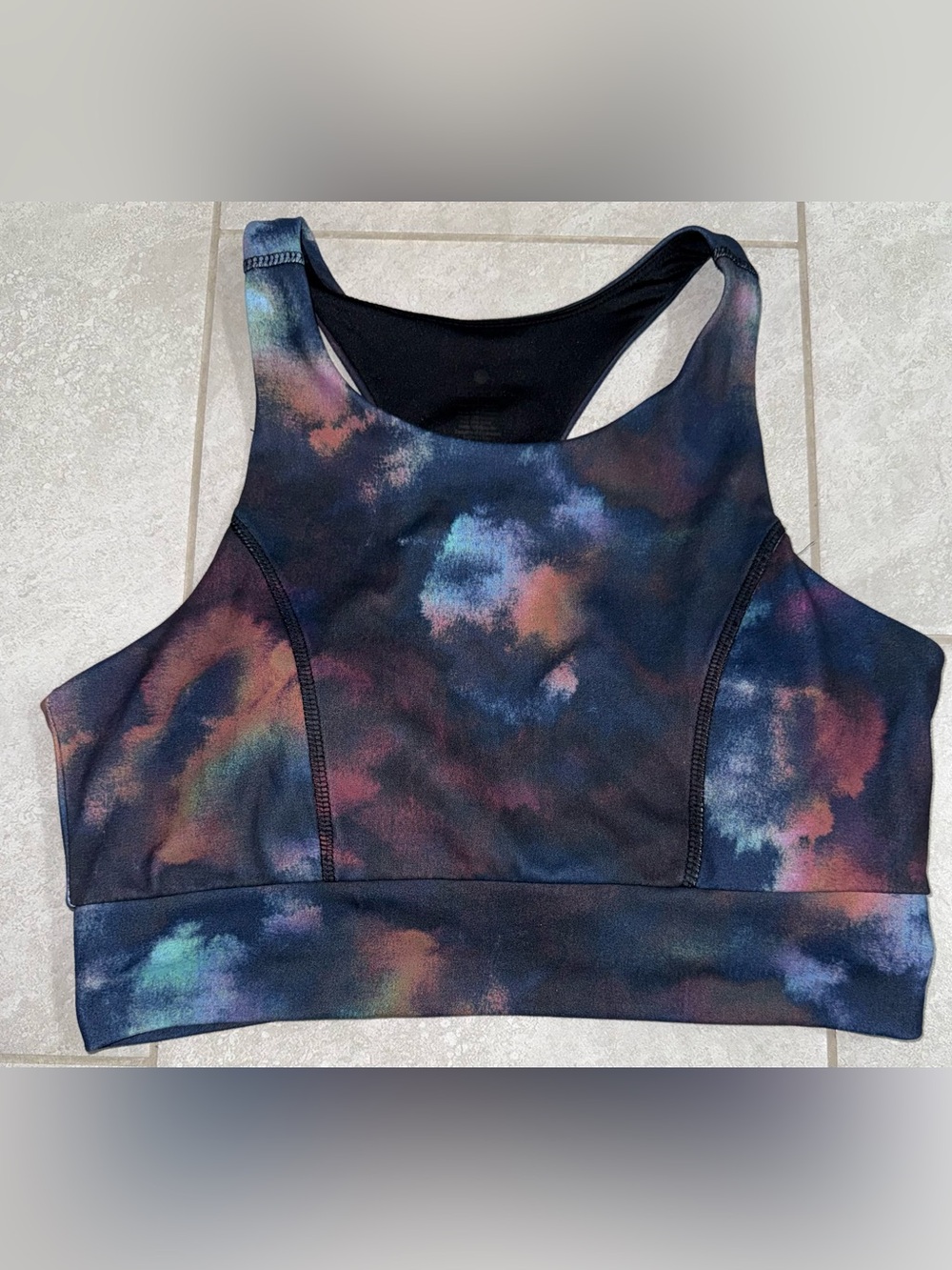 Apana Nebula Print High Neck Sports Bra - Black, Blue, Orange - Picture 2 of 7